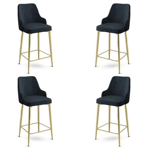 Set scaune  de bar 4 piese, Hanah Home, Enox, Antracit / Aur