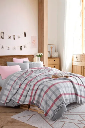 Patura Double, L'essentiel Maison, Warm Soft, Gri/Roșu