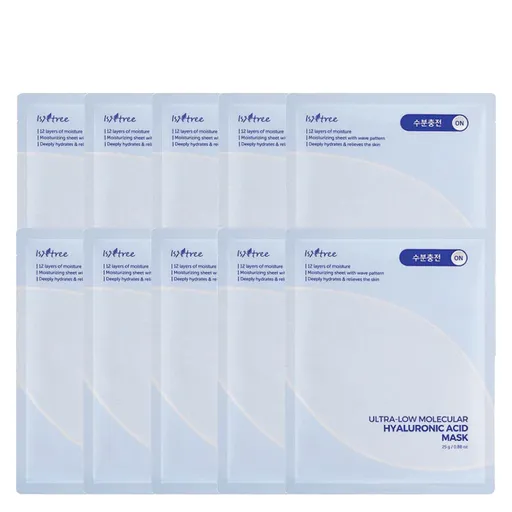 Isntree Set de măști textile hidratante Ultra-Low Molecular Hyaluronic Acid 10 x 25 g
