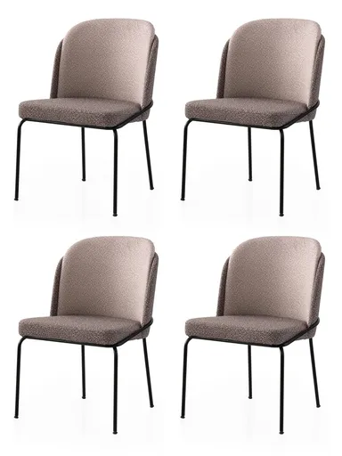 Set scaune 4 piese, Hanah Home, Dore, Auriu / Maro deschis