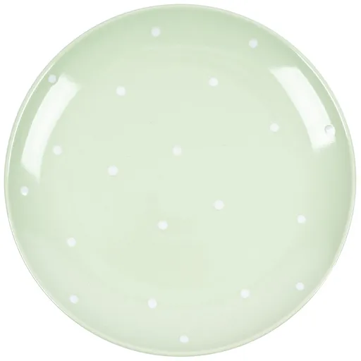 Farfurie ceramică întinsă cu buline,verde