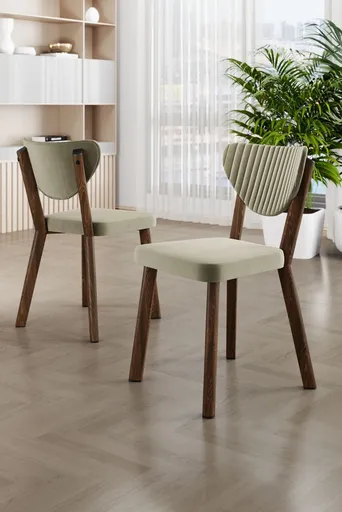 Set scaune 6 piese, Hanah Home, Arfe, Crem/Maro