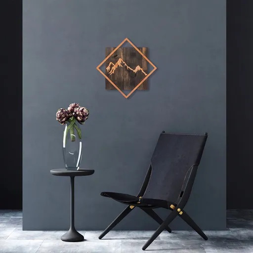 Decoratiune de perete, Mountain, Dimensiune: 54 x 54 cm, Nuc / Cupru