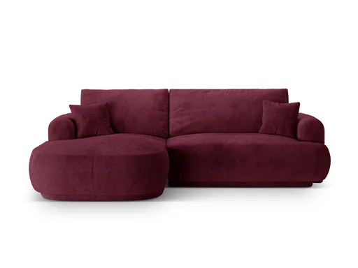 Coltar extensibil stanga 5 locuri, modular, cu lada depozitare, Ella, Micadoni Home, 271x174x94 cm, tesatura structurata chenille, bordo