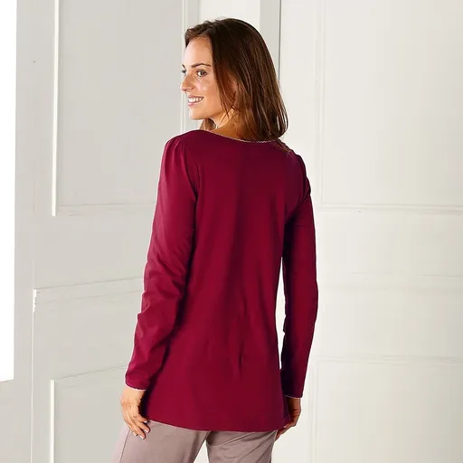 Top de pijama cu mânecă lungă și imprimeu floral