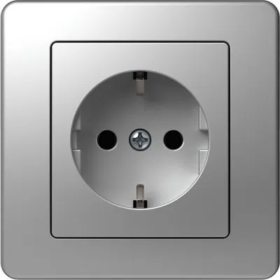 Ekonomik Priza SCHUKO 1P 16A ST IP20 Argint, TEM Modul TEM-VE10ES-B