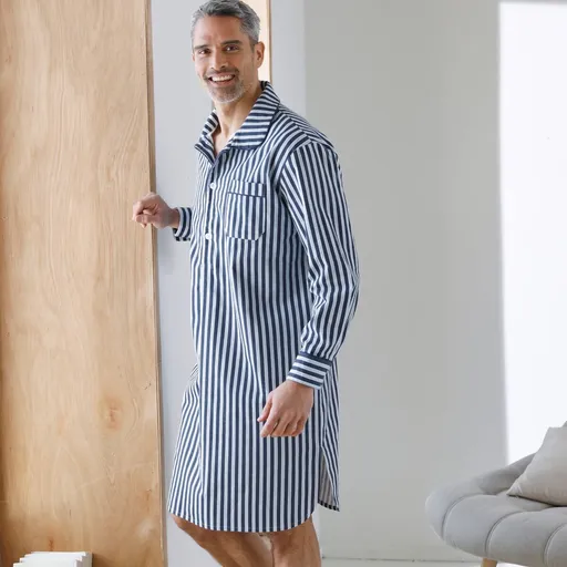 Cămașă de pijama cu dungi, flanel de bumbac