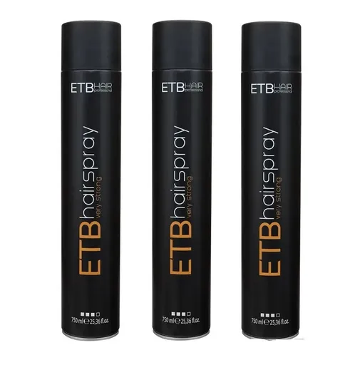 Set 3 Fixativ Spray cu Fixare Puternica ETB Hair Professional 750 ml