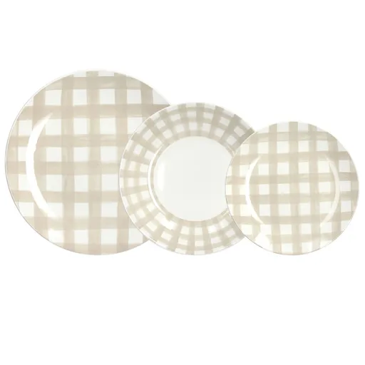 Serviciu de masa 18 piese Madison Caledonia, Tognana, portelan, alb/bej