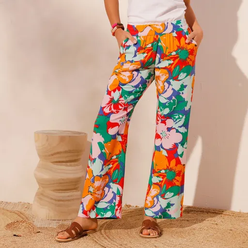 Pantaloni cu picior larg cu imprimeu floral