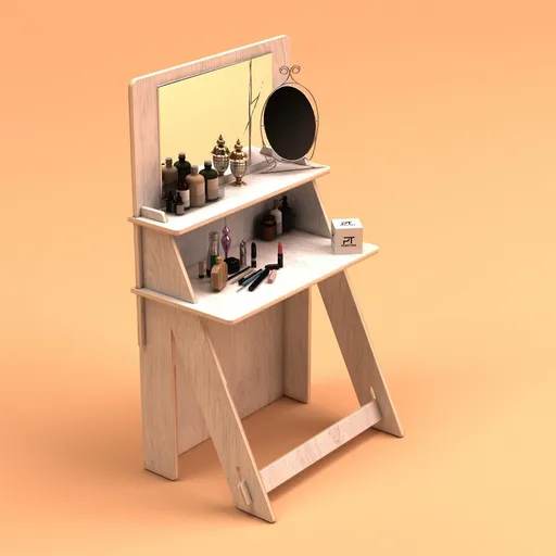 Masa de machiaj, Hanah Home, Beauty Natural, 85x160x45 cm, 100% BIRCH PLYWOOD, Lemn natural