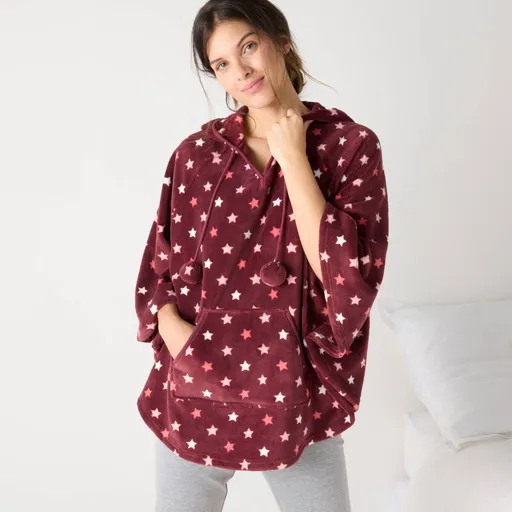 Poncho din fleece cu glugă