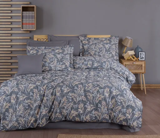 Lenjerie de pat dubla, L'essentiel Maison, Tuğba, Gri / Bej / Alb