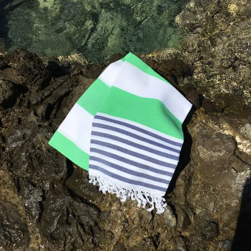 Prosop de plaja, L'essentiel Maison, Sultan, Albastru închis/Verde/Alb