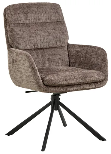 Scaun Edgar, Actona, 61x67x94 cm, rotativ, tesatura Chenille/otel, maro pudrat