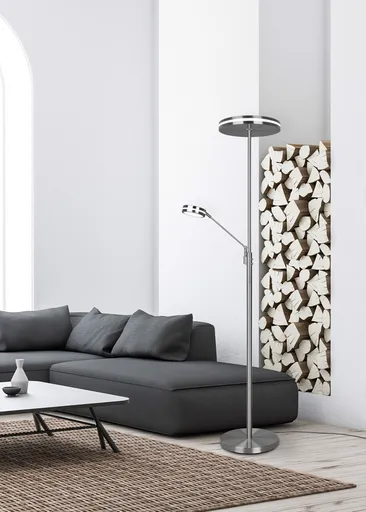 Lampadar Franklin, TRIO, 35.2x181 cm, 35W, 6.5W, 1x SMD, metal, nichel mat