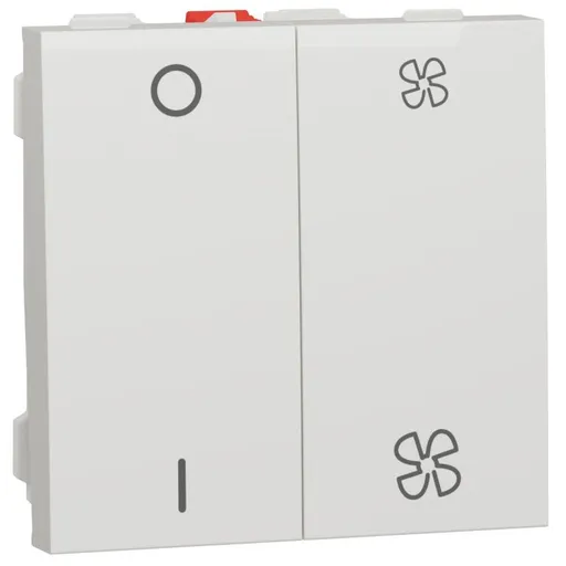 Selector turatie ventilator+intrerupator O/I, 2 viteze 10A, 2 module Schneider Noua Unica NU321418, alb