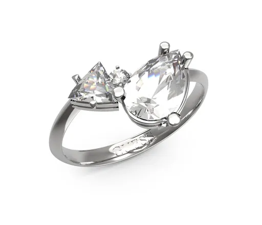 Guess Inel fermecător din oțel cu cristale Wonderlights JUBR04418JWRH 50 mm