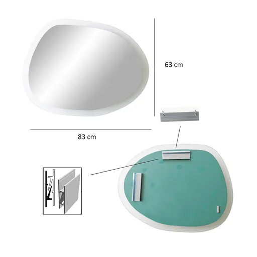 Oglinda decorativa, Hanah Home, Aqua Gusto, 83x63 cm, Transparent