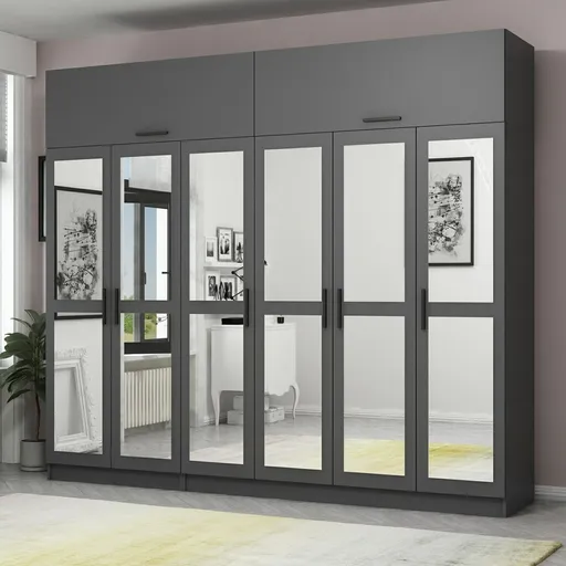 Dulap pentru haine, Hanah Home, Kale, 270x255x52 cm, Antracit