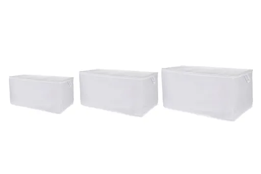 Set 3 cutii depozitare, L'essentiel Maison, Quin Set, Poliester, Alb