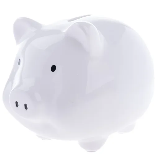 Căsuță de economii din ceramică Porcușor alb, 15 x12 x 12 cm