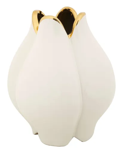 Vaza decorativa Potter, Mauro Ferretti, 23x27.5 cm, ceramica, alb/auriu