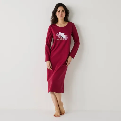 Cămașă de noapte cu mânecă lungă și imprimeu cu ursuleți koala