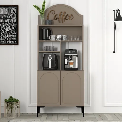 Dulap de bar pentru cafea, Hanah Home, Lyon 80, 81.3x201x35 cm, Atlas / Negru