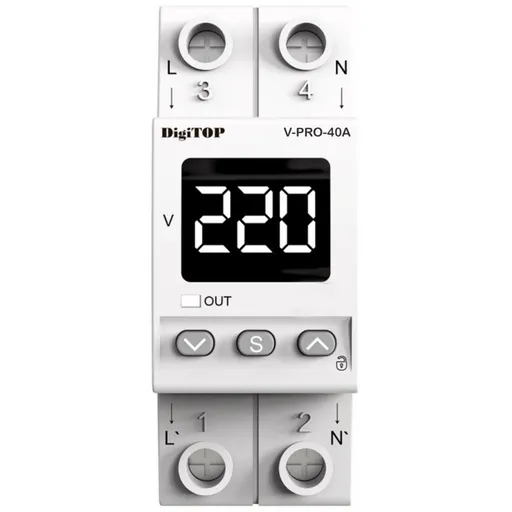 Releu de protectie tensiune monofazata, 40A, monitorizare frecventa Digitop V-PRO 40A / 4820118381398