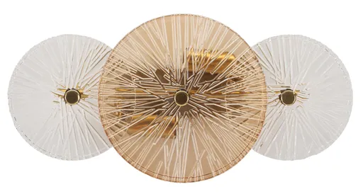 Aplica de perete Osaka, Mauro Ferretti, 2 x E14, 20W, 42x8x20 cm, fier/sticla, auriu/maro/transparent