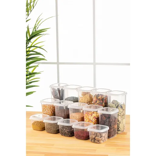 Set recipiente depozitare, Hermia, 964FRM5376, Dimensiune: 10 x 10 x 16,5 cm / 1200 ml (5 bucăți), Alb