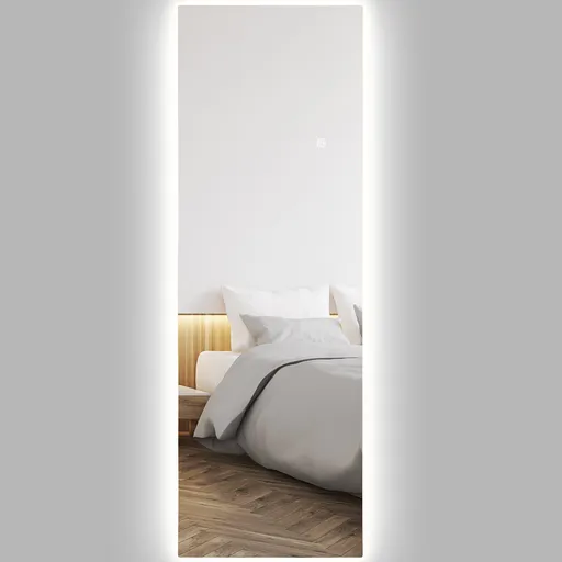 HOMCOM Mare oglindă de perete LED oglindă de lungime întreagă 3 culori de lumină reglabile funcție de memorie 120 x 40 cm transparent | Aosom Romania