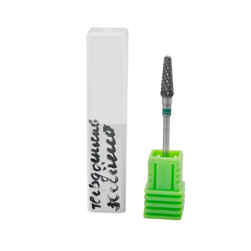 Bit (Cap) Freza Unghii Carbid Forma Con Rotunjit diametru 4mm, Briu Verde