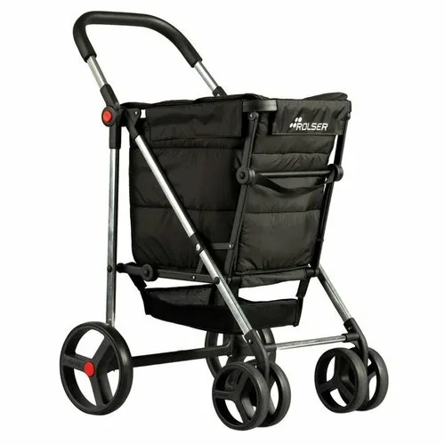Rolser Cărucior de cumpărături pliabil pe roțiBasket Polar 4Big, negru, negru