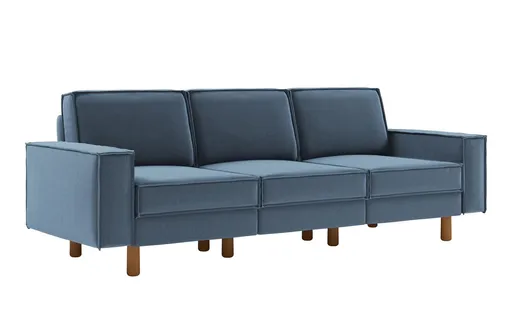 Canapea 3 locuri, Atelier del Sofa, 918CMF1254, Otel, Albastru oceanic / Nuc