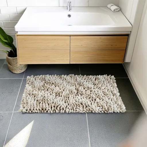 Covoras de baie Lerici, Wenko, 60x90x6 cm, poliester/bumbac, bej