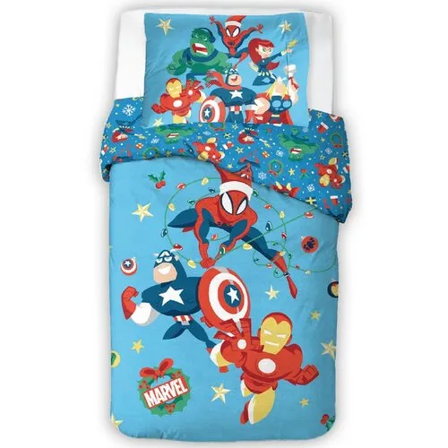 Lenjerie de pat Carbotex din bumbac pentru copiiAvengers Christmas Ride, 140 x 200 cm, 70 x 90 cm