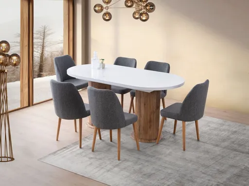 Masa extensibila, Hanah Home, Gusto, 180x77x90 cm, Alb