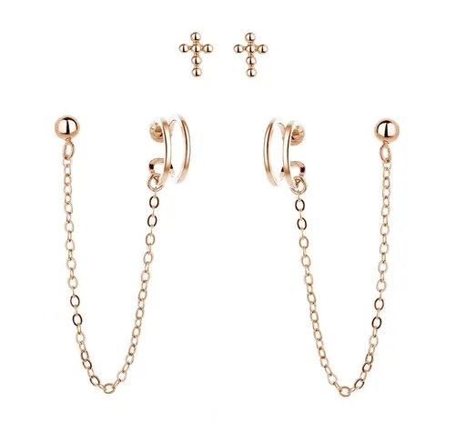 MOISS Cercei asimetrici din argint placat cu aur E0004301