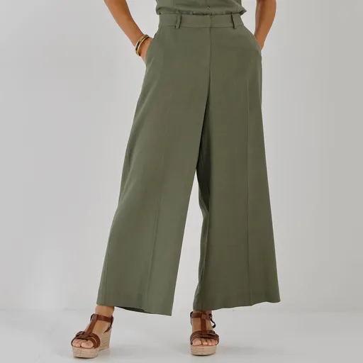 Pantaloni cu croi larg din amestec de in