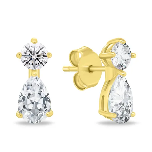 Brilio Silver Cercei placați cu aur decorați cu zirconi transparenți EA1133Y