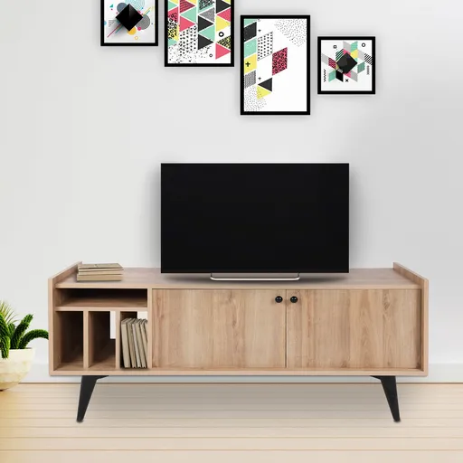 Comoda TV, Hanah Home, Astana, 150x40x62 cm, Stejar / Negru