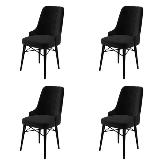 Set scaune 4 piese, Hanah Home, Pare, Negru