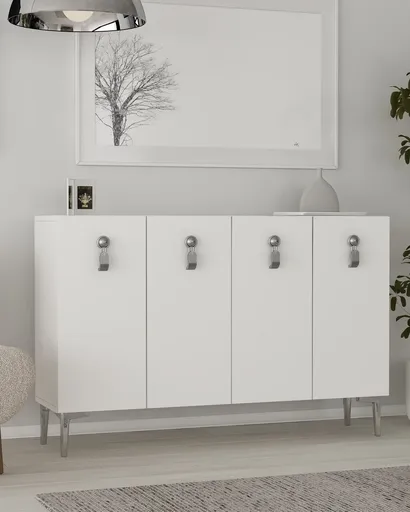 Consola, Hanah Home, 8181KM-64, 120x75x29.6 cm, PAL , Alb / Argintiu