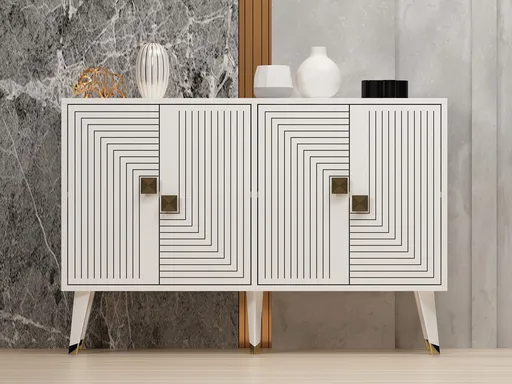 Consola, Hanah Home, Ahart, 120x80x30 cm, Alb/Auriu