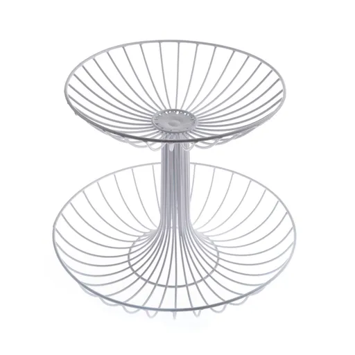 Etajeră metalică, 2 etaje, alb, alb