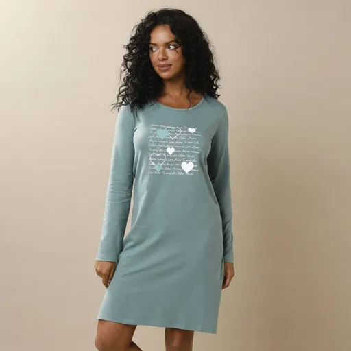 Cămașă de noapte scurtă cu imprimeu de inimă