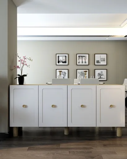 Consola, Hanah Home, Rosalinda KB150, 150x75x35 cm, Stejar Safir / Alb