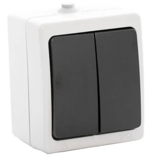 Intrerupator dublu Starke ST00237, aparent gri